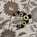 Vintage Necklace Gold & Black Statement Medallion Bib Costume Jewelry Large Photo 5