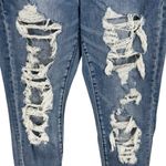 American Eagle SZ 8 SHORT Curvy Jeggings Jeans Super Hi-Rise Distressed Rip Blue Photo 2