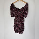 For Love & Lemons  Melrose Ruched Puff Sleeve‎ Mini Dress Satin Multicolor Size M Photo 3