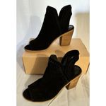 Steve Madden  Black Macro Suede Cutout Block Heel Bootie Size 8.5 Photo 1