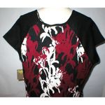 New Womens NWT Taylor Dress 2X Plus Sweater Black White Dark Red Soft Flowers Photo 7