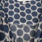 Waverly Grey Button Down Eyelet Circle Pattern Mini Dress Adjustable Spaghetti S Blue Photo 8