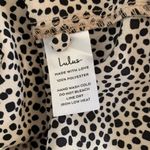 Lulus  Beige Black Polka Dot Blouse Long Sleeve Deep V Neck Lightweight Top M Photo 5