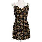 ASTR ‎ Chain Reaction M Equestrian Black Gold Faux Wrap Mini Dress Strappy V Neck Photo 3