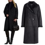 Ralph Lauren Lauren  Double Breasted Faux Shearling Coat Black Size XL Photo 2