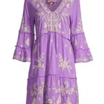 Johnny Was  Arzella Knit Easy Tiered Dress Purple Embroidered Photo 0
