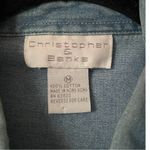 Vintage embroidered fall design denim Christopher and Banks button shirt. Size M Blue Size M Photo 4