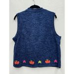 Marisa Christina Vtg Knit Sweater Vest M Fall Halloween Pumpkin Thanksgiving Blue Size M Photo 1