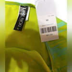 Bow Two Piece Swimsuit Women’s Size Medium One Shoulder with Black Bow Lime Yellow Photo 13