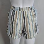 Natural Reflections  Blue & Beige Striped Linen Blend Pull On Shorts Size Small Photo 3