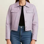 WORTH New York Lavender Leather Jacket – Size 0 Purple Photo 0