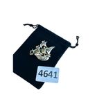 Vintage Black Red marked Spain Spanish Toledoware Enamel Pirate Ship Brooch Pin Photo 7