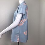 Heather Grey Women's Gray Cherry Blossom Flowers Short Sleeve Polo Top Size M Photo 6