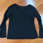 Loft  Womens Black Long Sleeve Scoop Neck Basic T Shirt Top Size M Photo 0