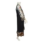 Black and Cream Asymmetrical Embellished Cocktail Dress Size L Photo 2
