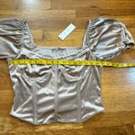 All in Favor  Womens XL Champagne Velvet Corset Style Puff Sleeve Crop Top Photo 1