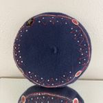 Vintage 90s Handmade Navy Blue Red Wool Star Slouchy French Beret Hat Photo 2