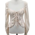 Majorelle Revolve  Waldorf Top Blouse Tie Front Ivory Cream Satin Size XS Photo 0