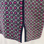 Juicy Couture Geo Knit Dress Front Slits Short Sleeve Mini Navy Pink Size Medium Photo 8