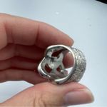 Silver Tone Twist Chunky Ring Band Size 7 Photo 2