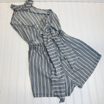 Gray White Stripe High Neck Romper Sz Small Photo 1
