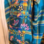 The Pioneer Woman Plaid Peasant Top 3X – Embroidered Floral Sleeve Blue Size undefined Photo 5