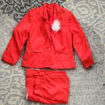 Vintage Red Blazer and Pants Set with Feather Accent Size undefined Photo 0