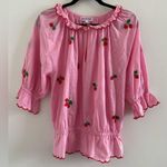 Pink City Prints Pink Beatrice Cotton Strawberry Embroidered Blouse Large Photo 1