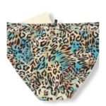 St. John Leopard Print Bikini Bottoms Beaded Size 8 Blue & Brown Resort Travel Photo 1