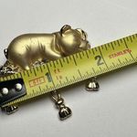 Signed AJC Gold Tone Pig On Tasseled Pillow Brooch Pin Photo 2