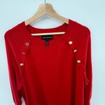 Lane Bryant  Red Crew Neck Sweater Gold Button Detail 3/4 Sleeve Plus Size 26/28 Photo 1