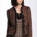 Free People Tweed Moto Jacket, Wool Brown/Purple w/Black Trim Size 4 Retail $198 Photo 2