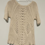 Andrea Jovine AJ  Cotton Crochet Short Sleeve Sweater Tan Beige Size‎ medium Photo 0