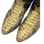 Exotic Leather Python Snakeskin Women’s Cowboy Boots size 6.5 Vintage Slip On Gold Photo 3