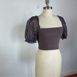 Aritzia Wilfred Sheer Puff Sleeve Crop Top Photo 1