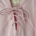 Lucky Brand NWTs Pink Stripe Poplin Lace-Up Blouse Top size small Photo 11