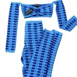 Pretty Little Thing  Turquoise Two Tone Knit Legging Halterneck Top Set Sz XS/M Photo 2