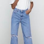 ZARA WIDE LEG FULL LENGTH RIPPED JEANS Photo 0