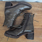 Franco Sarto Patia Lace up Chunky Heeled Olive Leather Boots 7.5M Photo 4