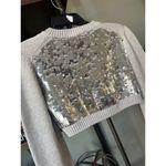 VAQUERA Cropped Knit Sequin Back Cardigan Grey Womens Size XS Silver Photo 10