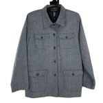Dialogue  Medium Gray Button-Front Jacket blazer Pockets linen blend Herringbone Photo 0
