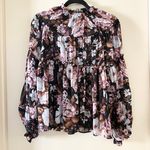 O.P.T Charm Tiered Floral Blouse in Black & Purple Photo 1