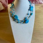 0085 Vintage Y2K AVON Aqua Beaded Multistrand Necklace Deadstock w/Box Blue Photo 0