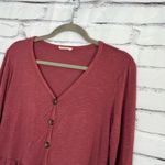 Olivia Rae  Button Front Peplum Cardigan Top Women’s Medium Burgundy Red V-Neck Photo 6