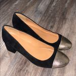 J.Crew  Factory Bryn Black Suede w/Metallic Cap Toe Pumps 9 Photo 3
