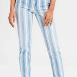 American Eagle AE  Striped Blue and White Mom Jean Photo 0