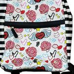 Betsey Johnson Luv Betsey White and Pink Black Striped Backpack Photo 1