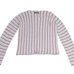 Weekend Max Mara Knit Vertical Striped Sweater Pink White Womens Medium Shirt Photo 0
