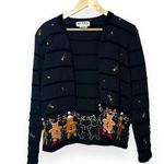 VINTAGE 90s Jack B Quick Ugly Bedazzled Christmas Cardigan Sweater Black Size M Size M Photo 0