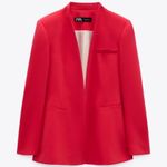 ZARA INVERTED LAPEL LONG BLAZER Shoulder Pads Welt Pockets Metal Hook Closure Photo 12